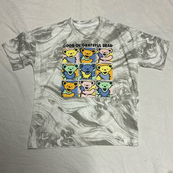 Grateful Dead American Rock Band Dancing Bears Gray Tie-Dye T-Shirt - Picture 1 of 4